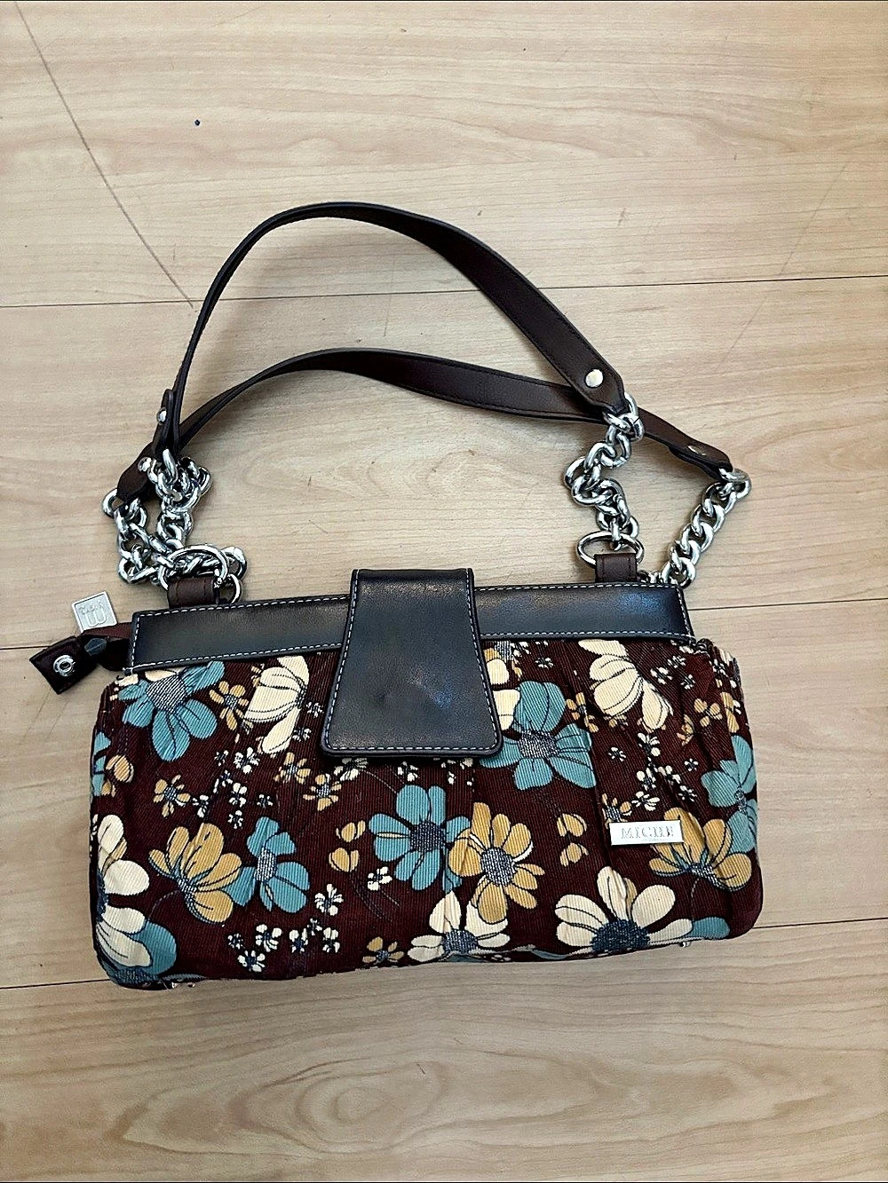 Miche Floral Shoulder Bag in Brown & Blue